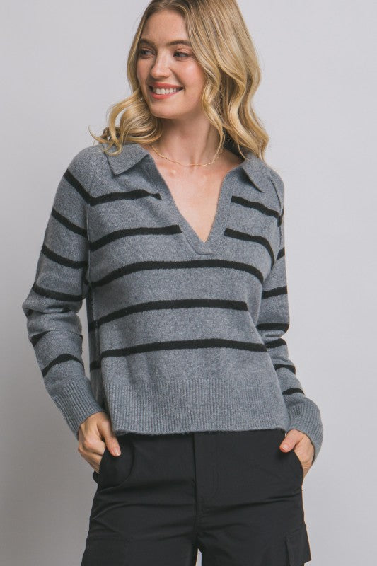 Gray Collared Sweater