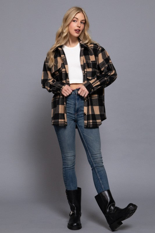 Taupe Black Plaid Jacket