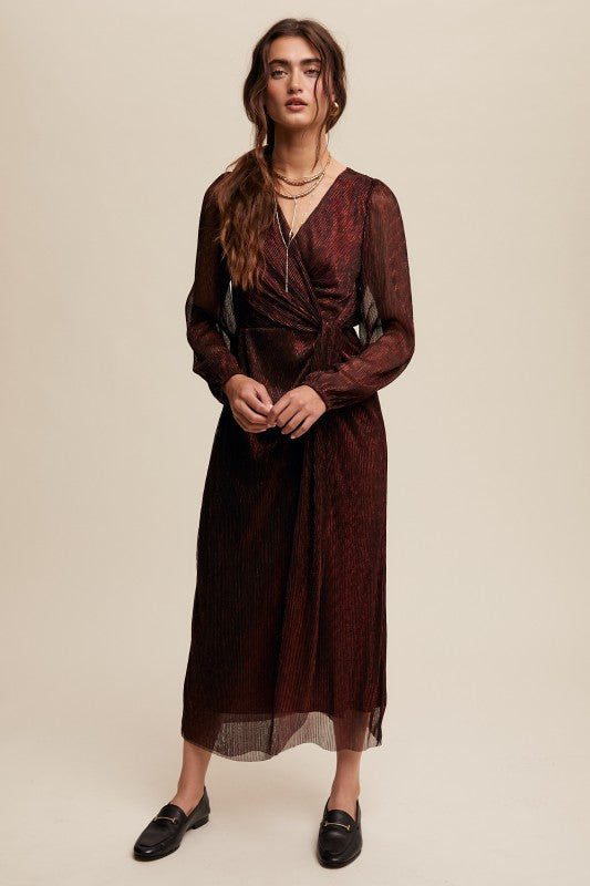 Ruby Shimmer Wrap Dress
