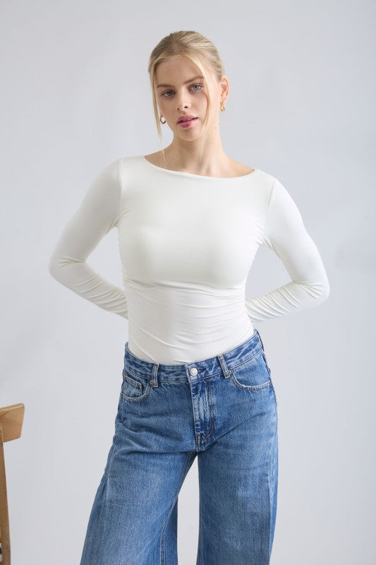 Cream Boatneck Top