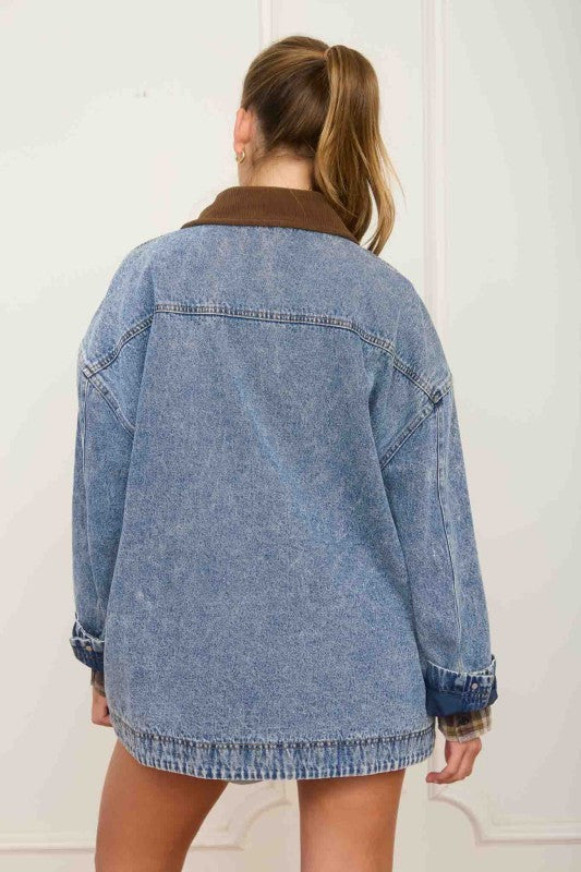 Denim Contrast Bulky Jacket