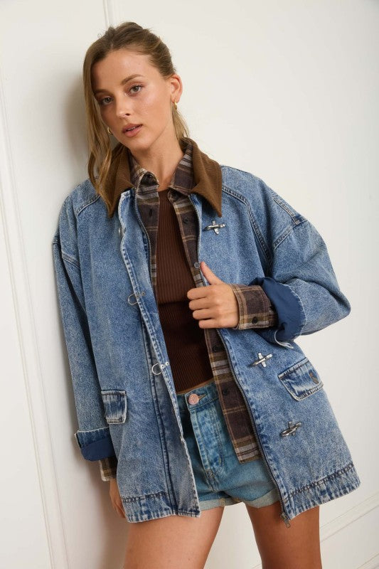 Denim Contrast Bulky Jacket