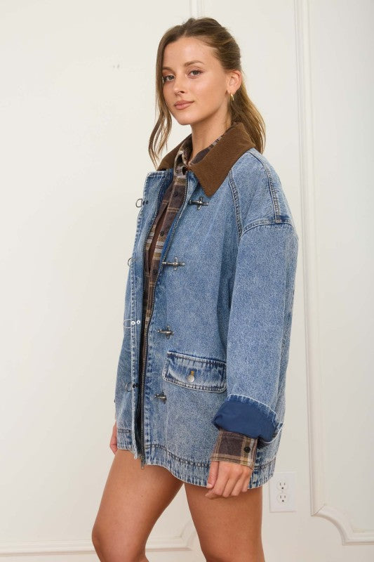 Denim Contrast Bulky Jacket