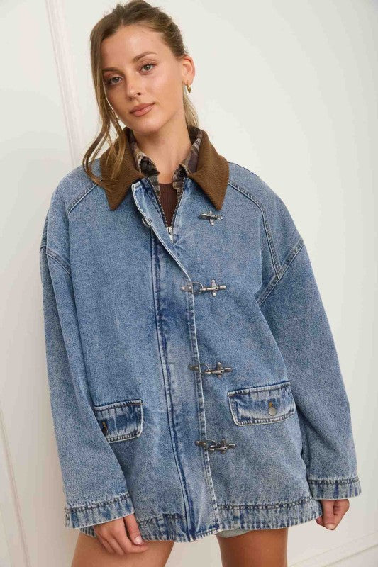 Denim Contrast Bulky Jacket