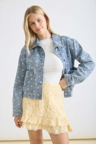 Denim Floral Jacket