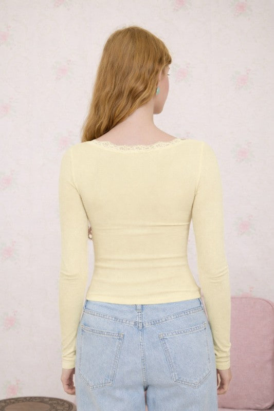 Lace Trim Long Sleeve