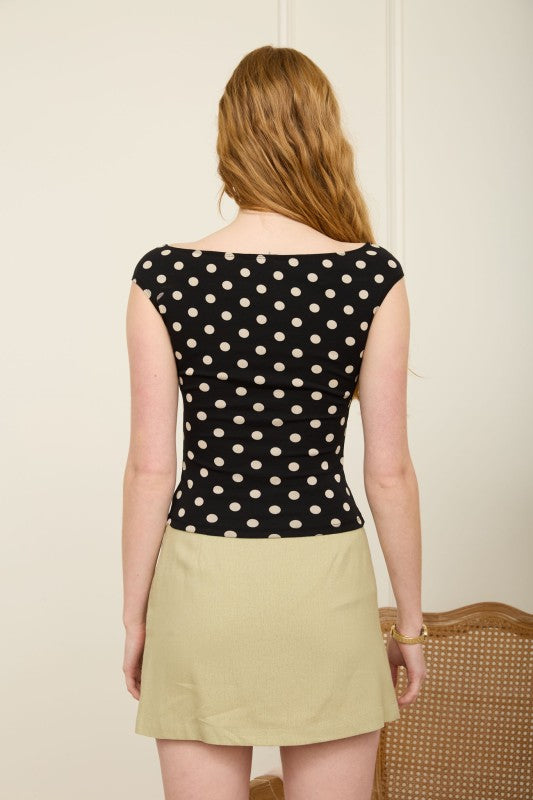Polkadot Boatneck Top