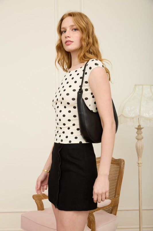 Polkadot Boatneck Top