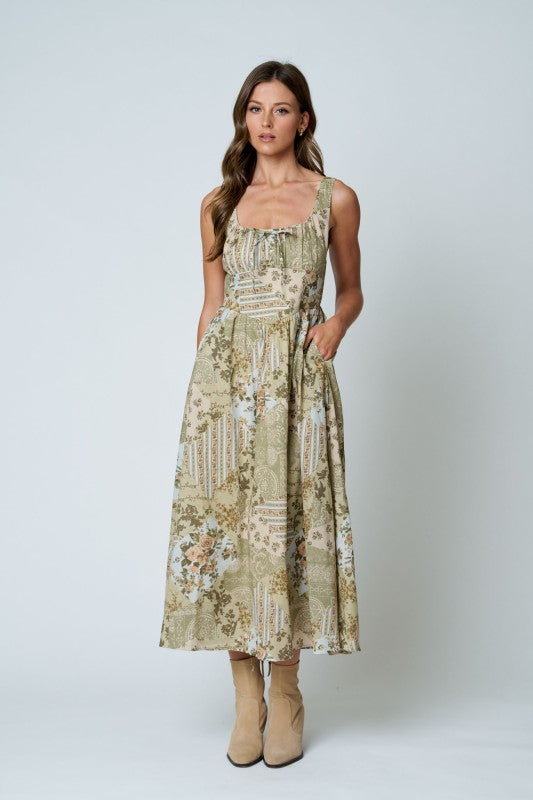 Olive Patchwork Dress