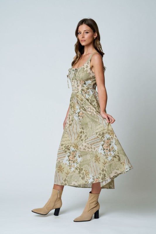 Olive Patchwork Dress