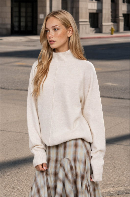 Mock Neck Relaxed Sweater