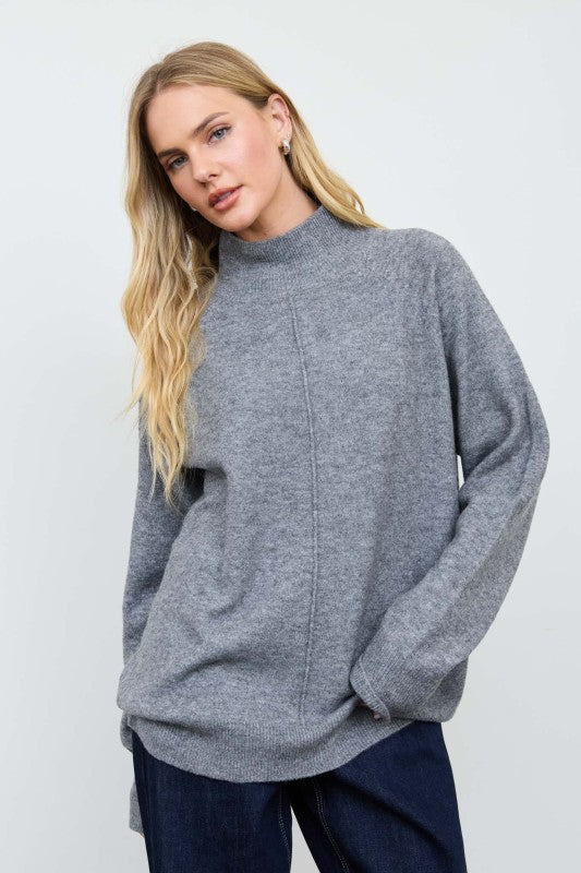 Mock Neck Relaxed Sweater