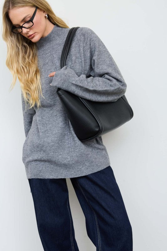 Mock Neck Relaxed Sweater