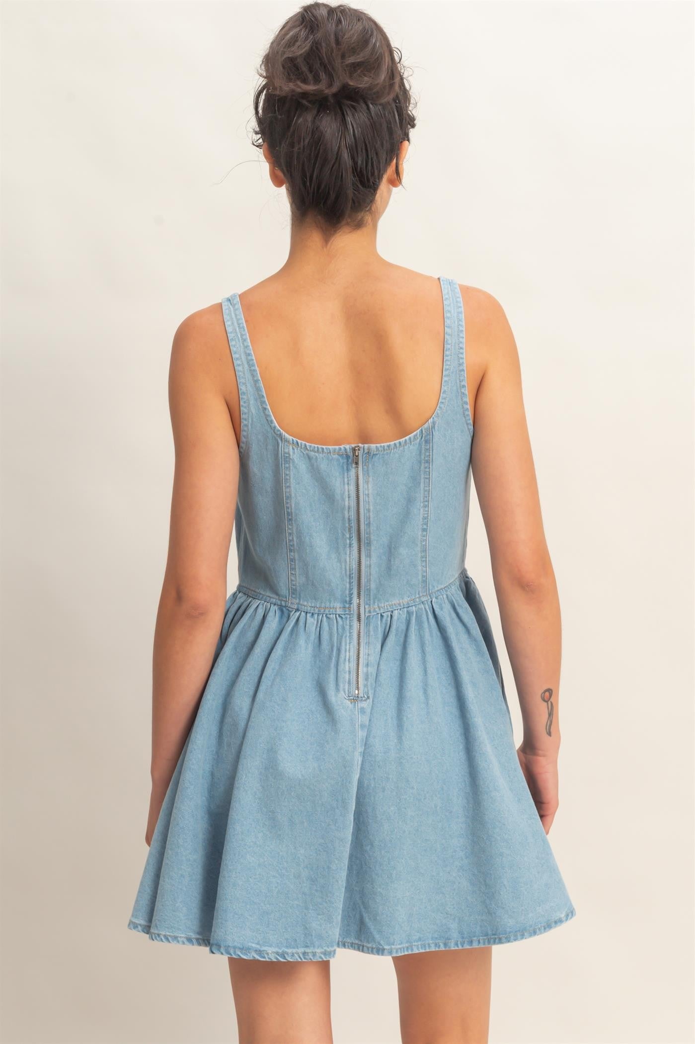 Square Denim Mini Dress