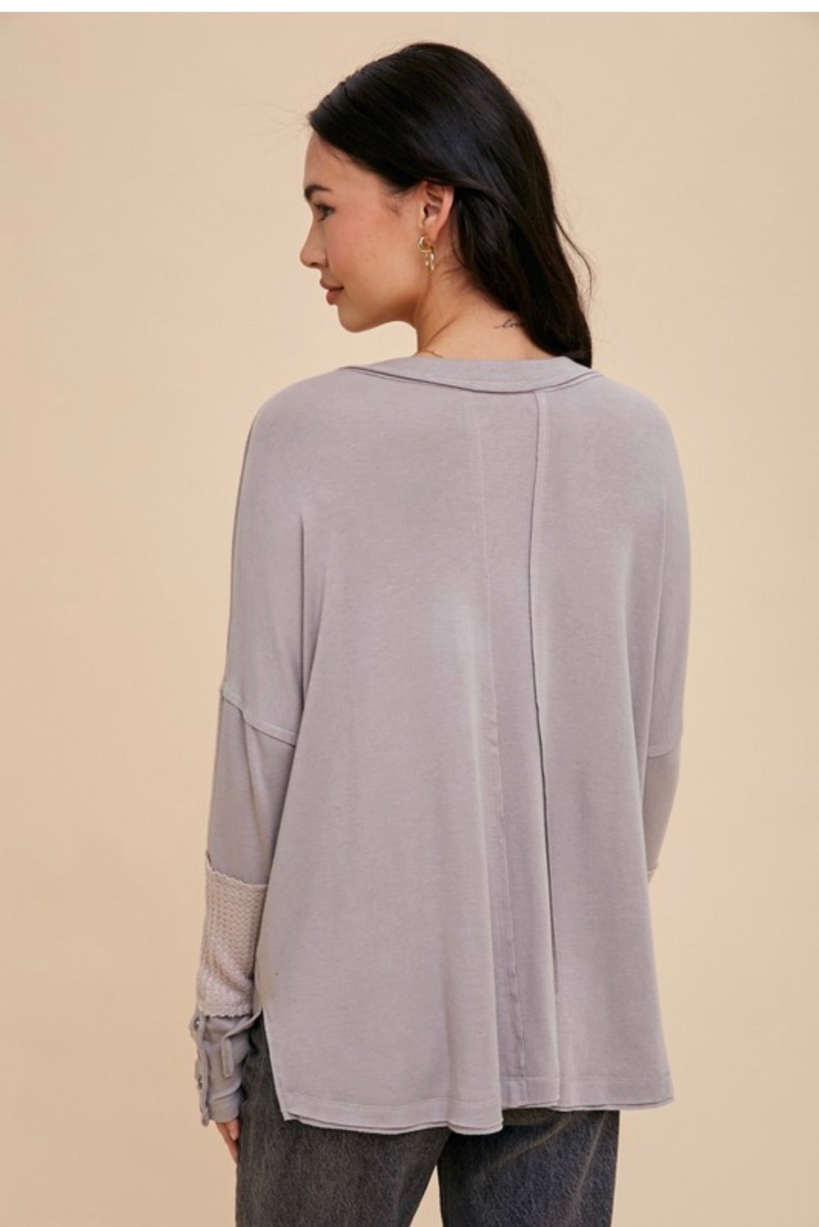 Grey Thin Knit Top