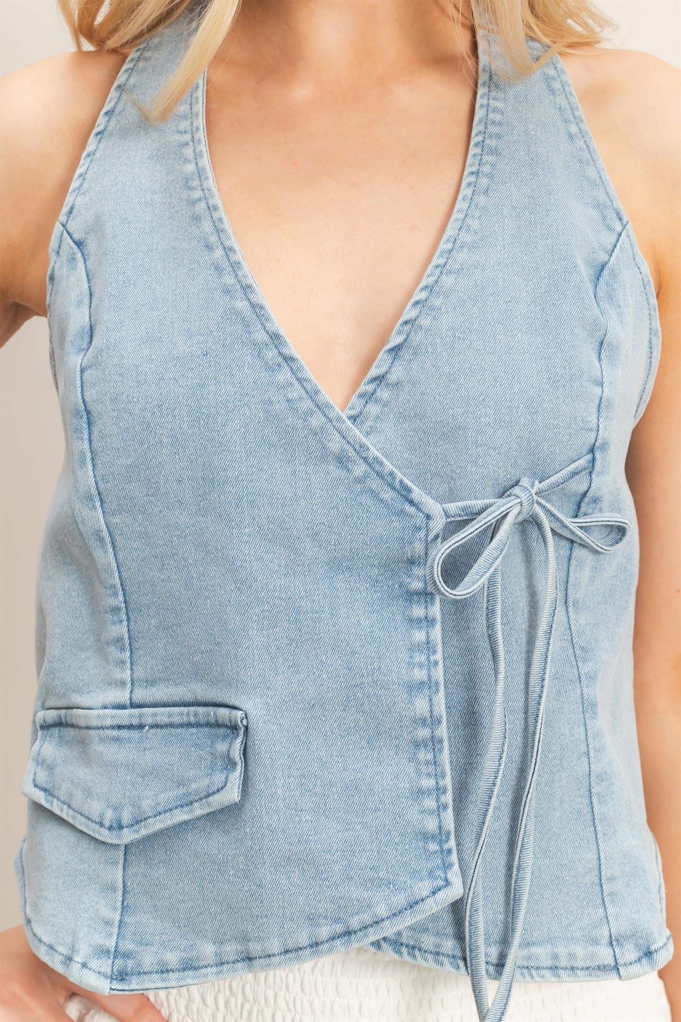 Light Denim Halter Vest