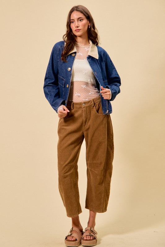 Brown Cord Barrel Pants