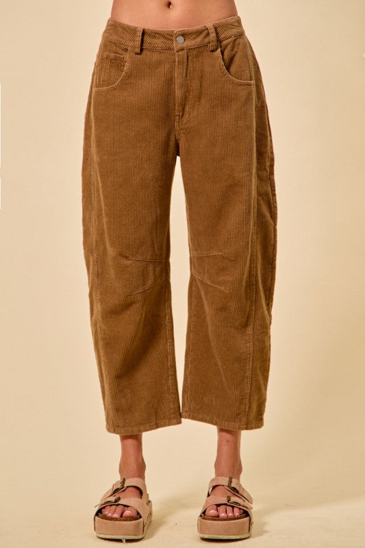 Brown Cord Barrel Pants