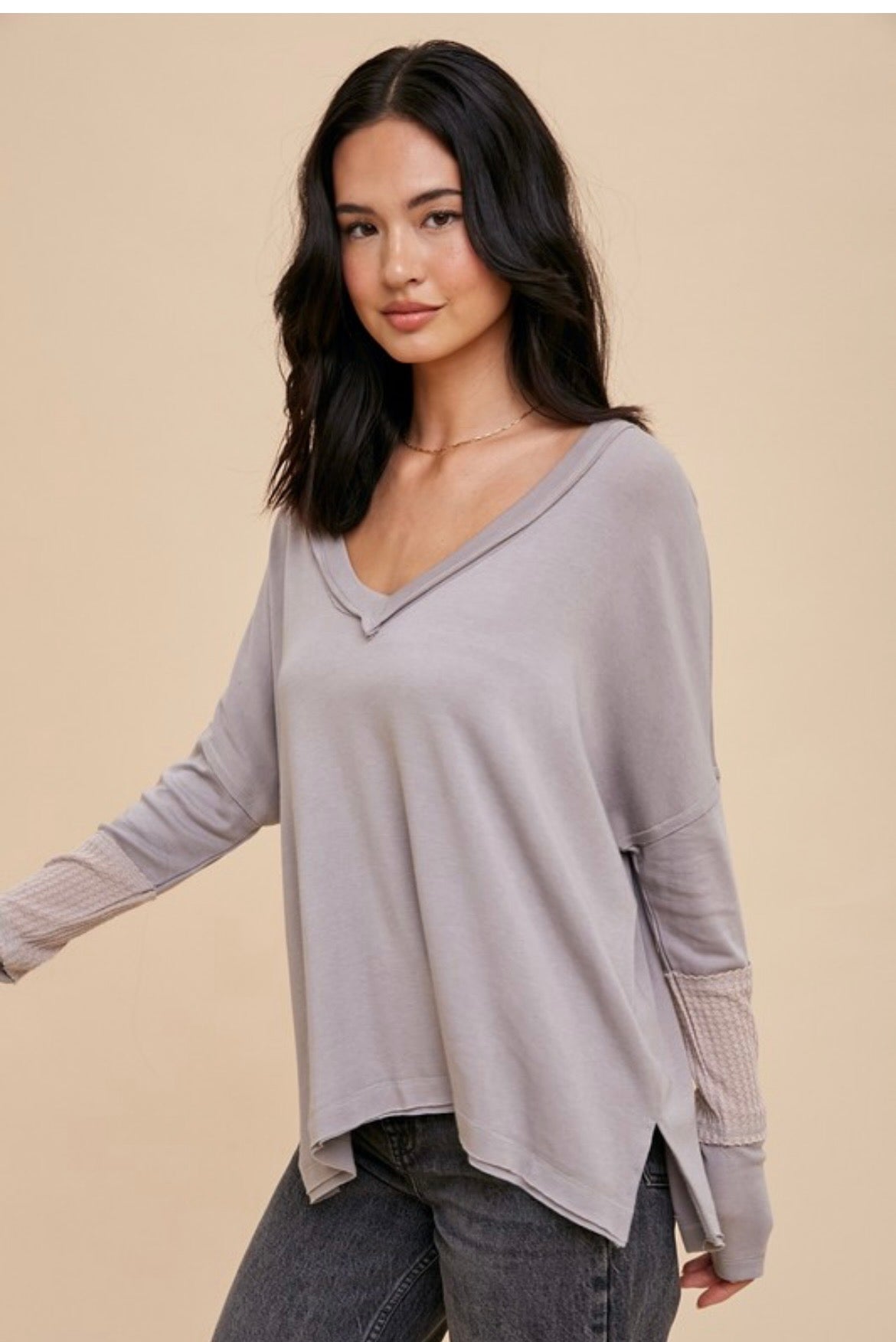 Grey Thin Knit Top