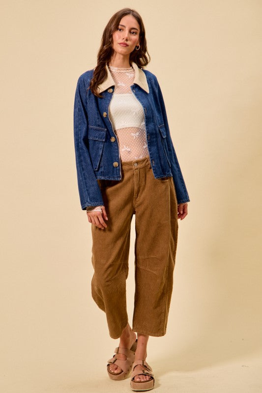 Brown Cord Barrel Pants
