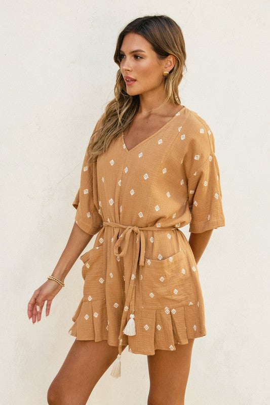 Camel Emb Romper
