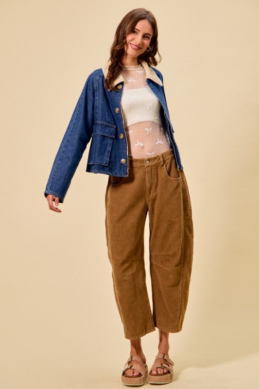 Brown Cord Barrel Pants
