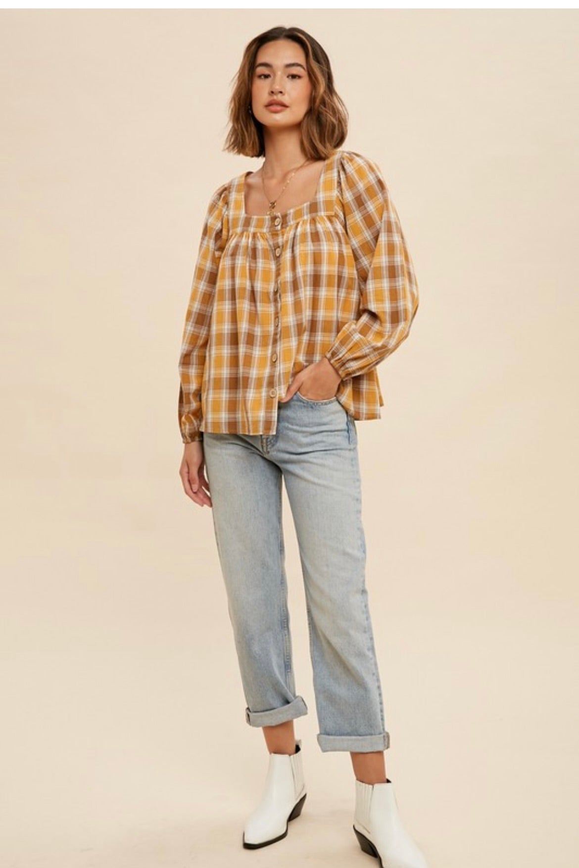 Golden Plaid Blouse