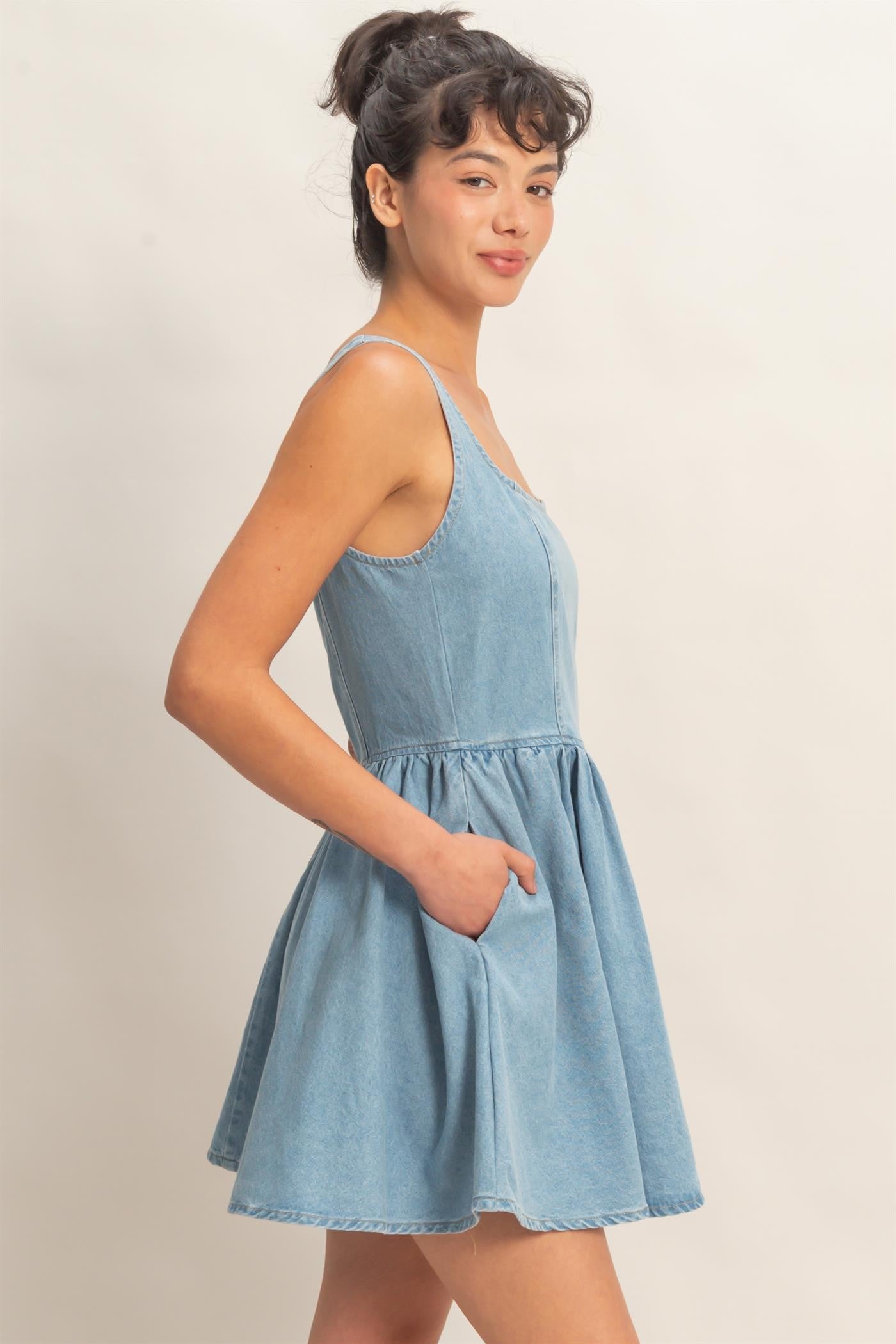 Square Denim Mini Dress