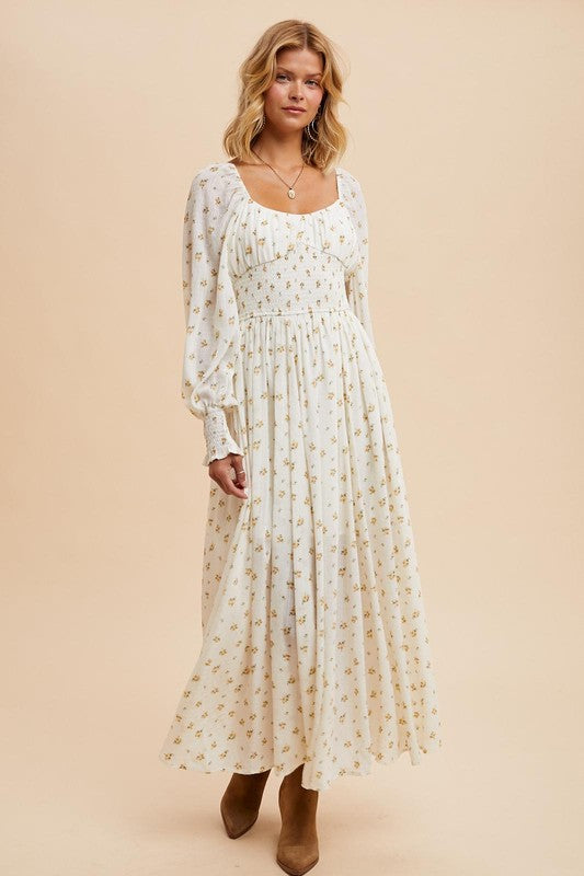 Vintage Cream Floral Dress