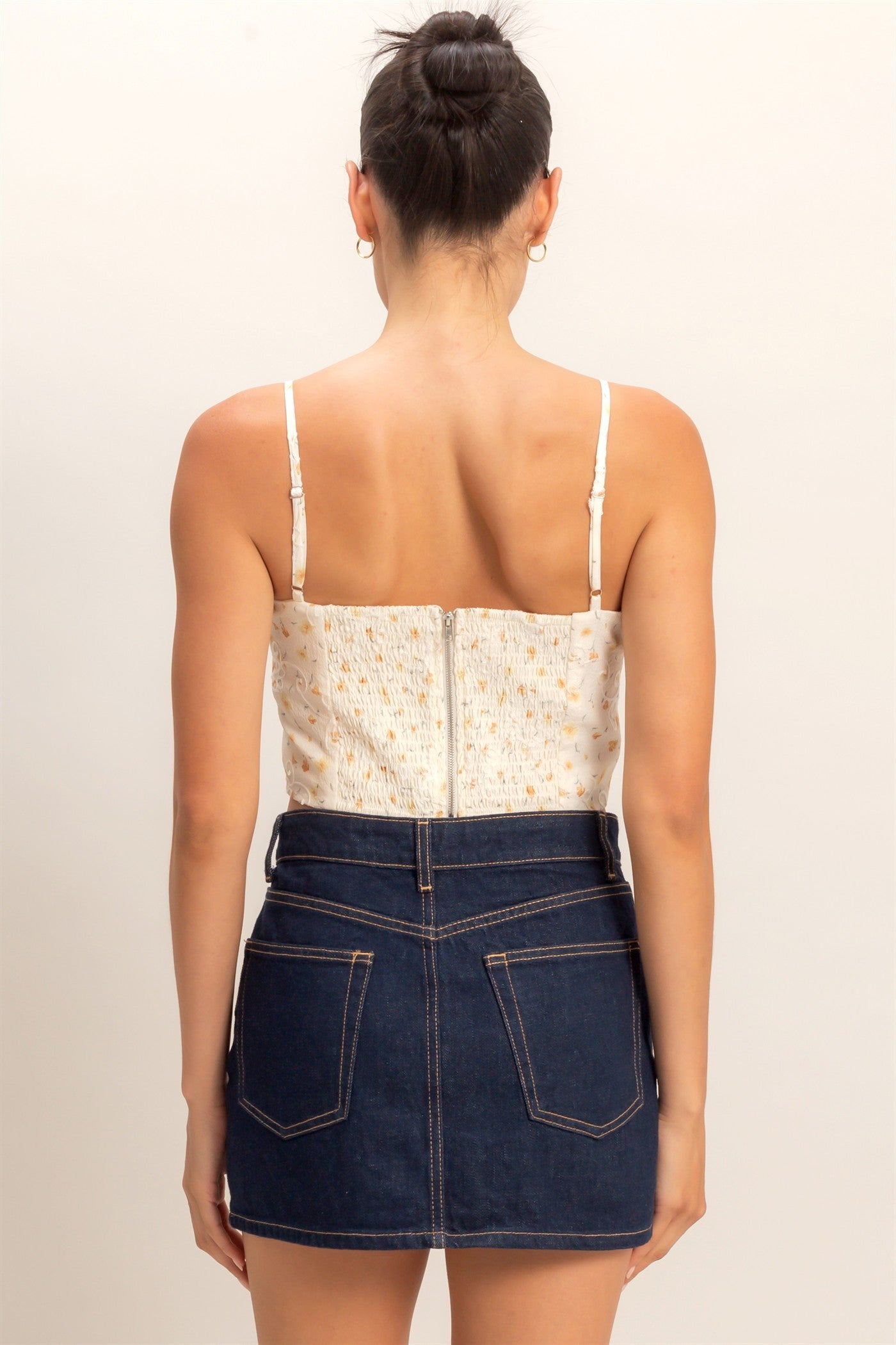 Ivory Yellow Floral Crop Top