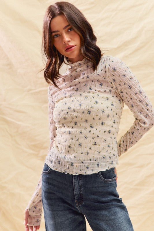 Floral Mesh Long Sleeve