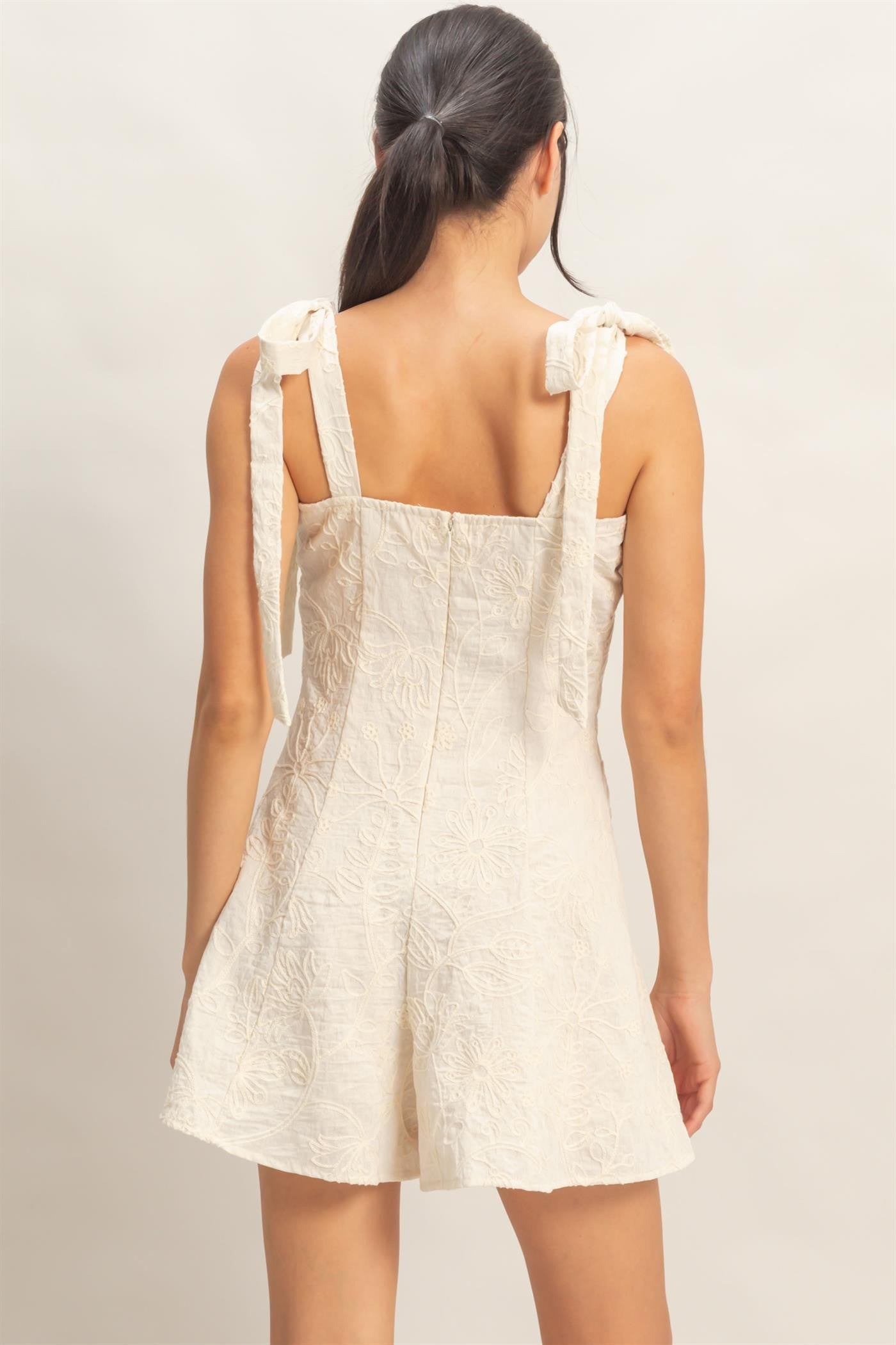 Ivory Emb Tie Romper