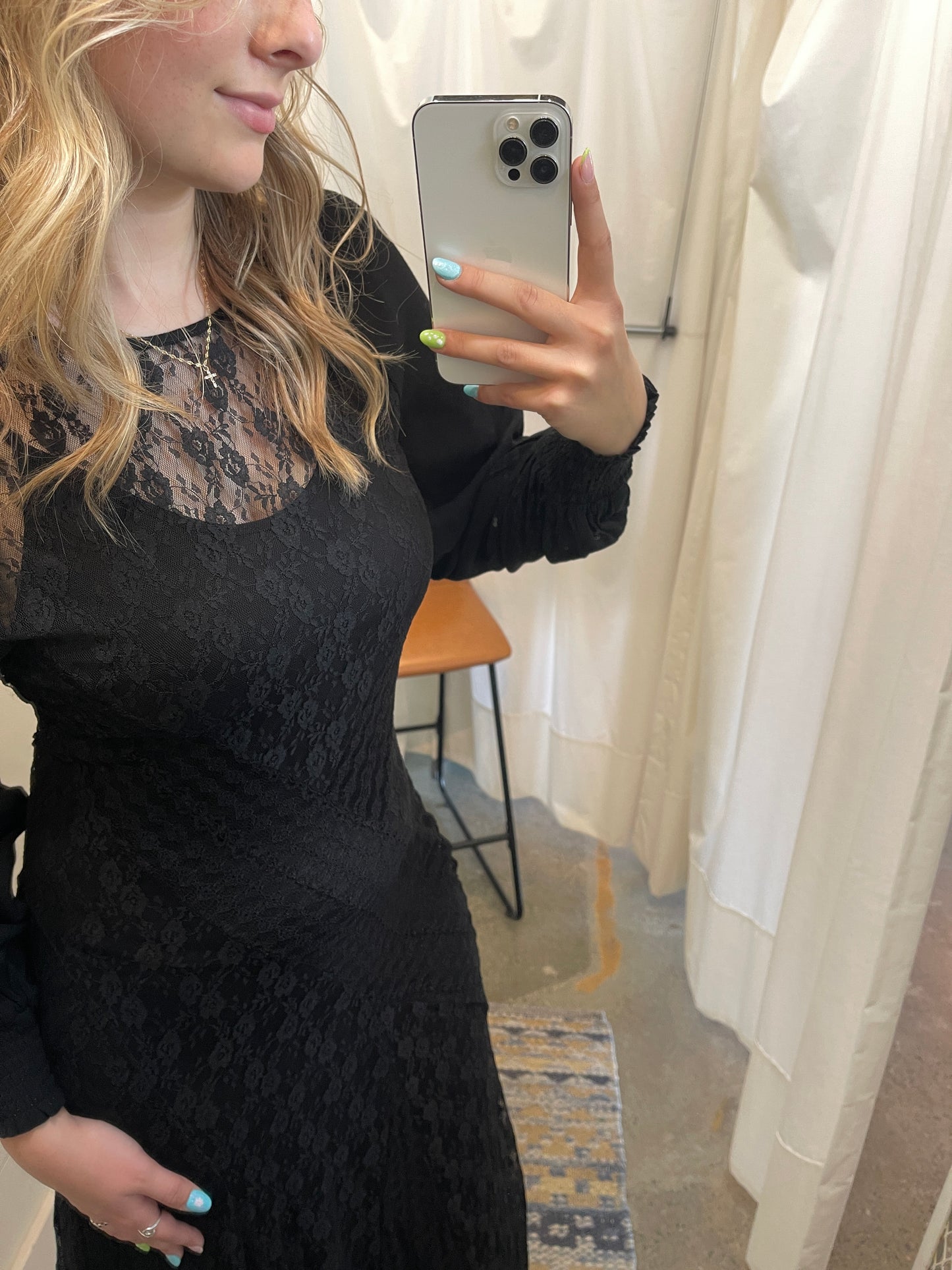 Lace Overlay Maxi Dress