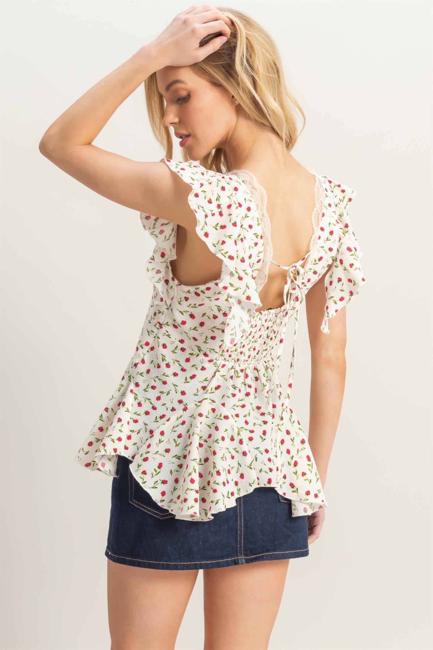 Floral Tissue Hem Blouse