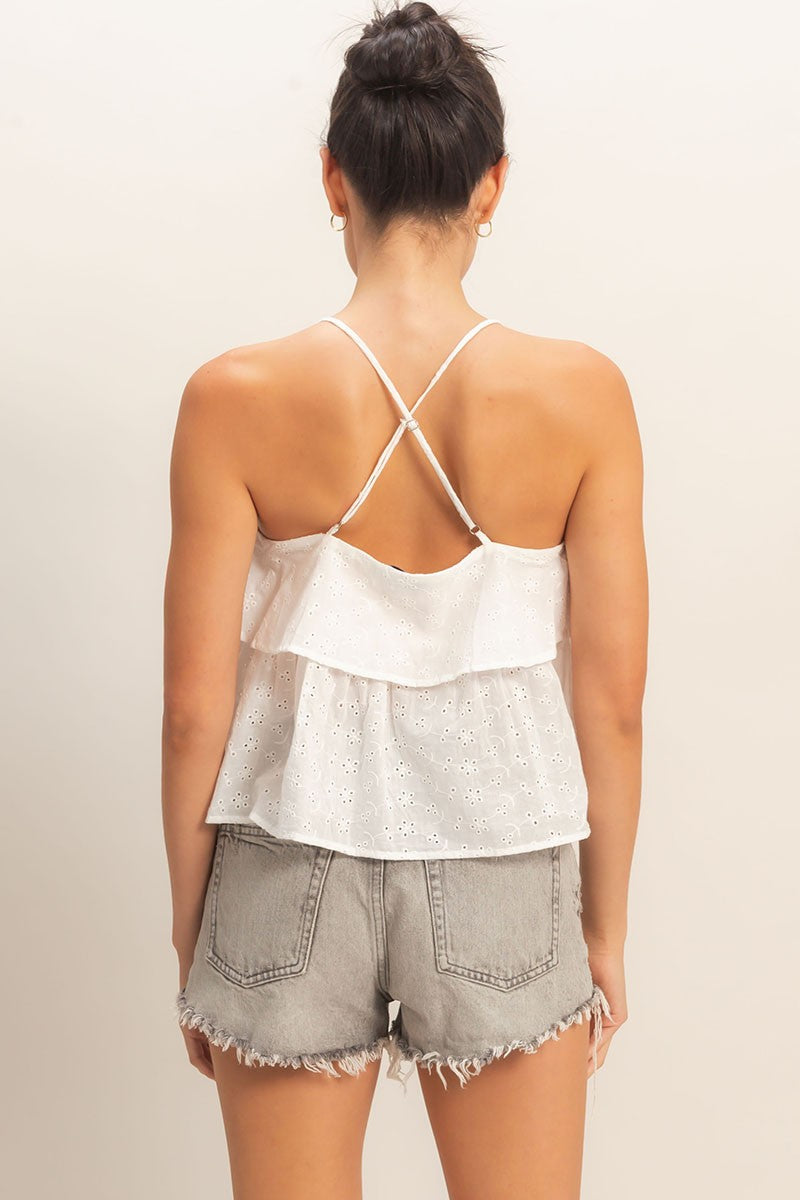 Tier Eyelet Babydoll Tank