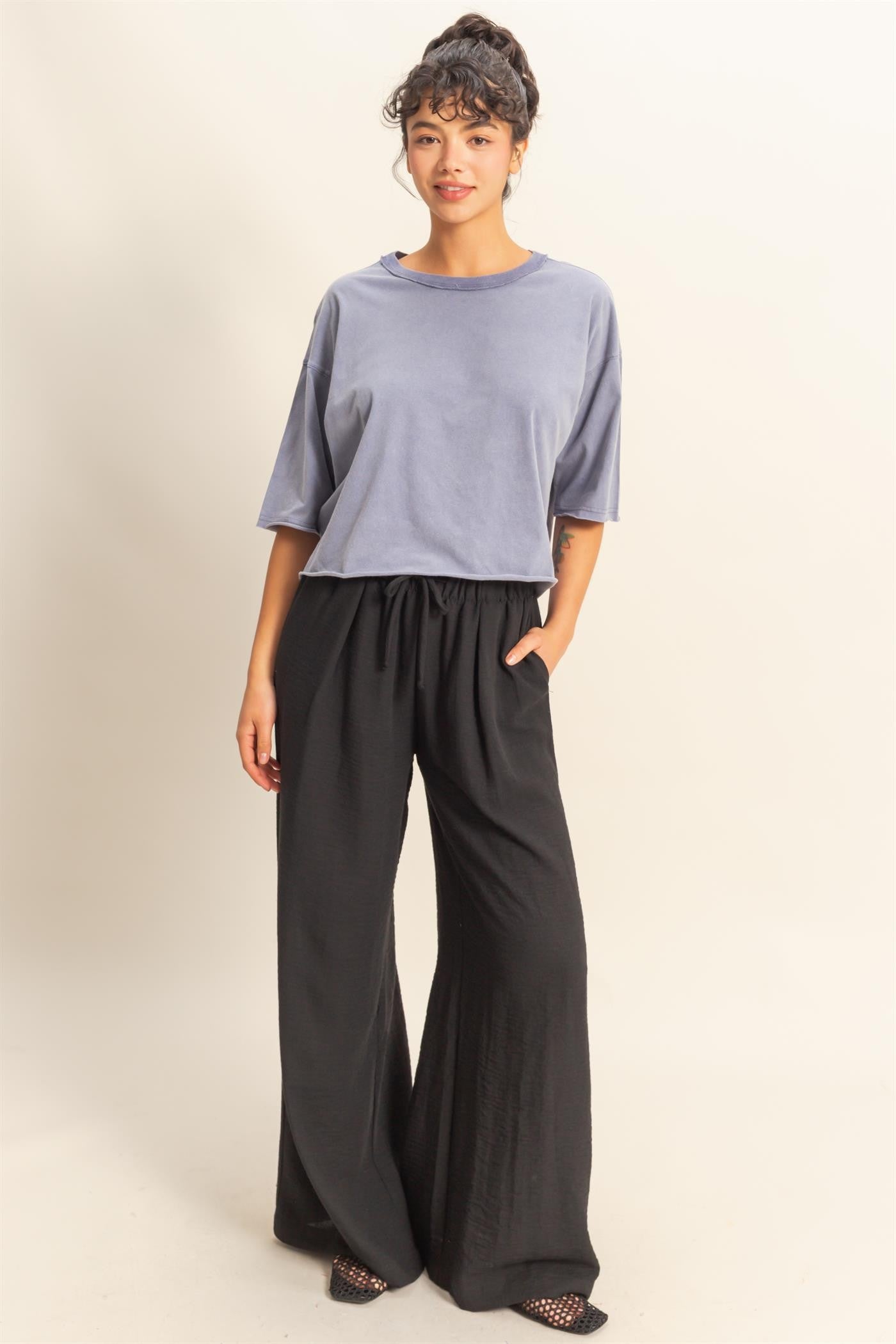 Burnout Crop Tee Denim
