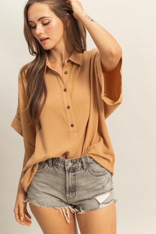 1/2 Button Collared Shirt