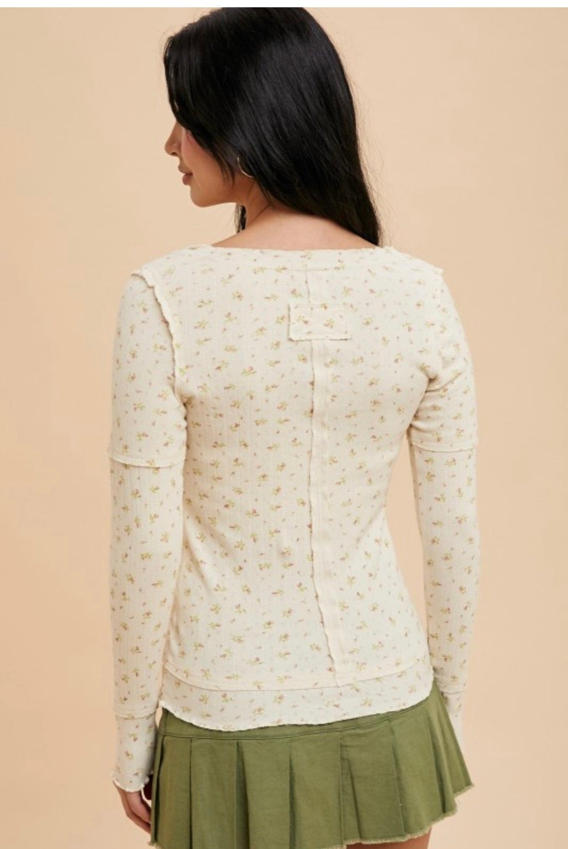 Cream Micro Floral Long Sleeve