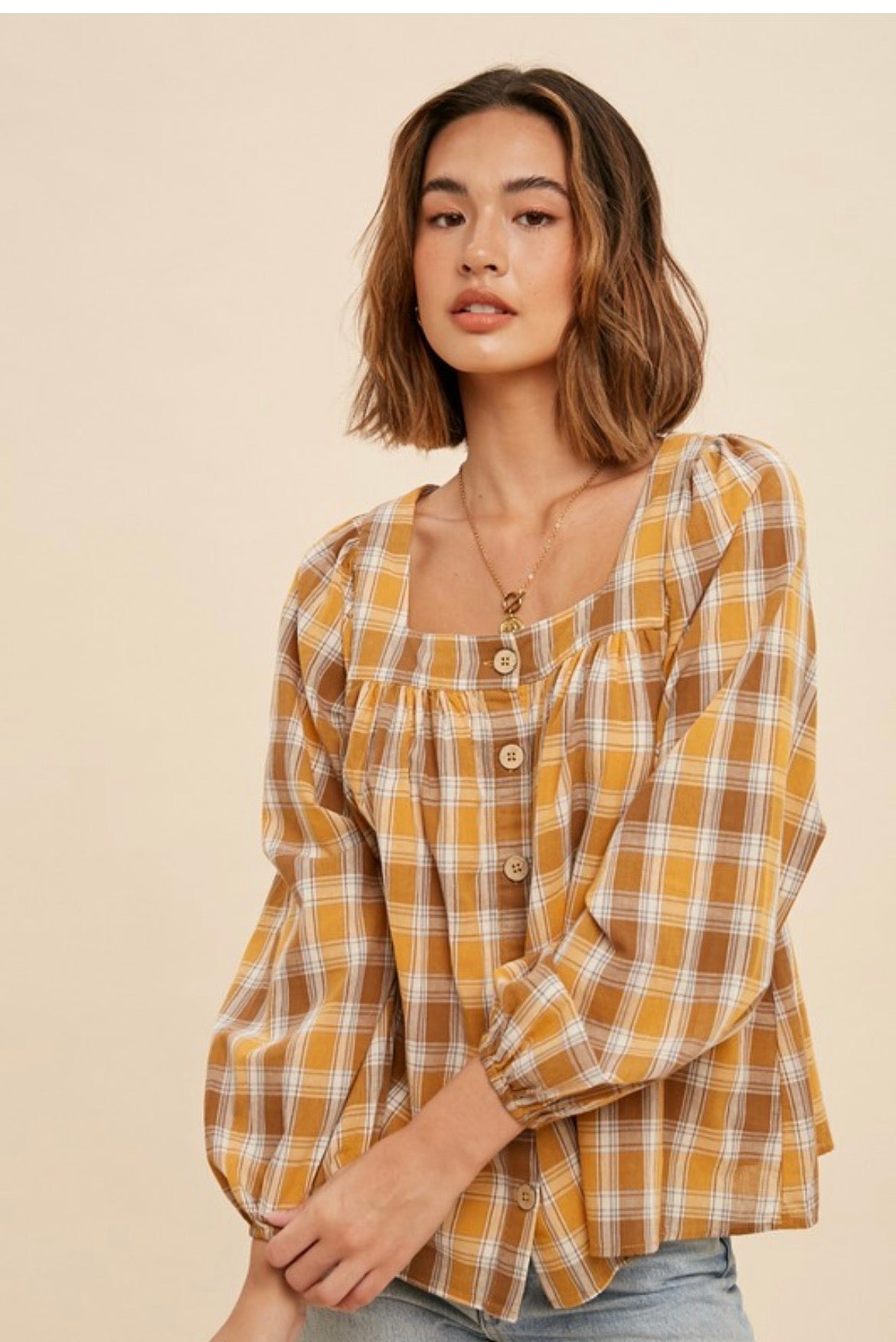Golden Plaid Blouse