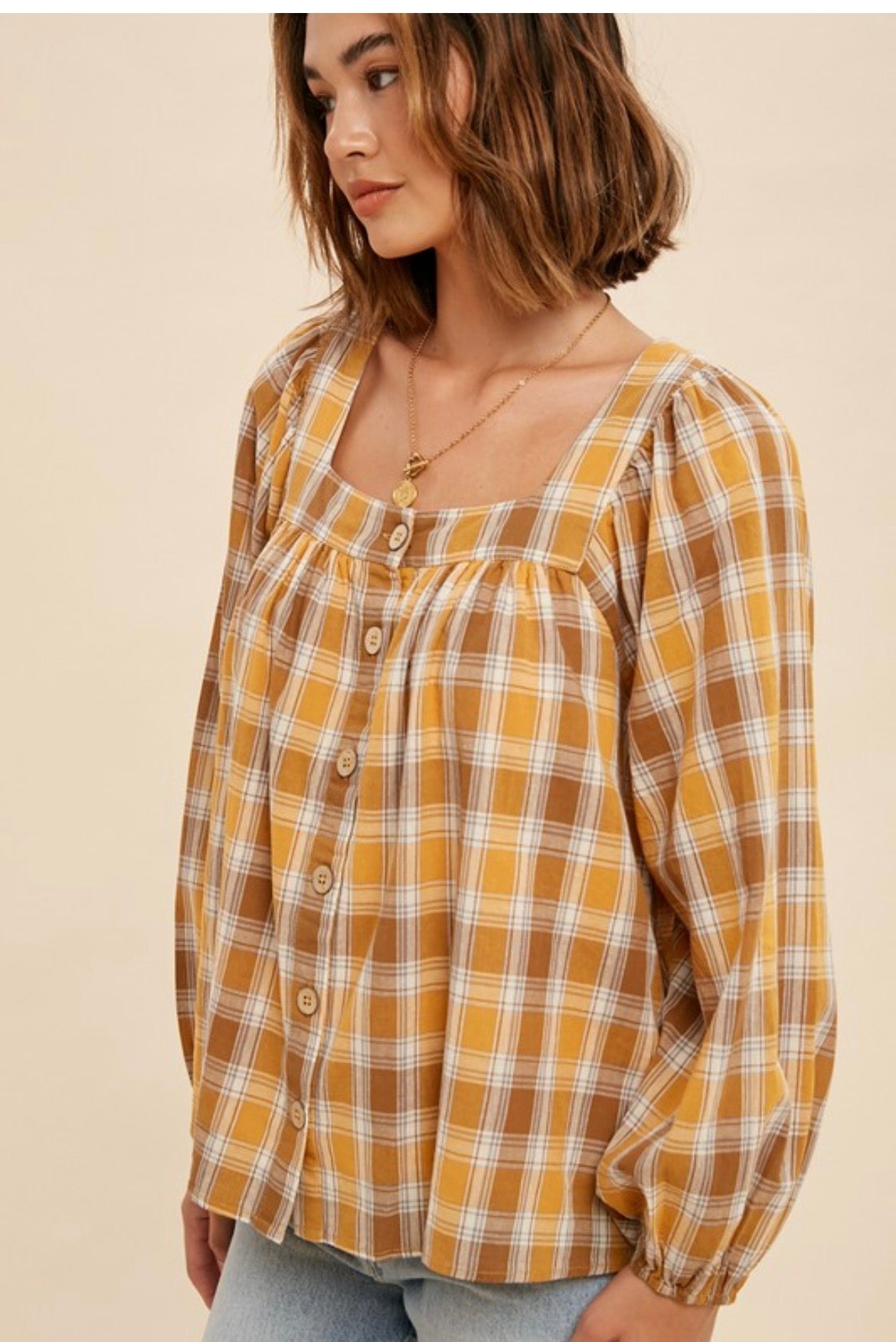 Golden Plaid Blouse