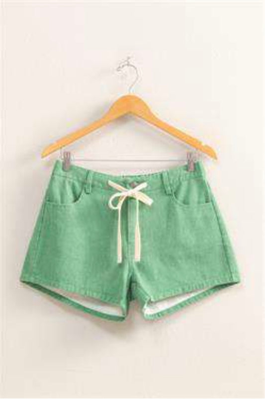 Acid Wash Drawstring Shorts