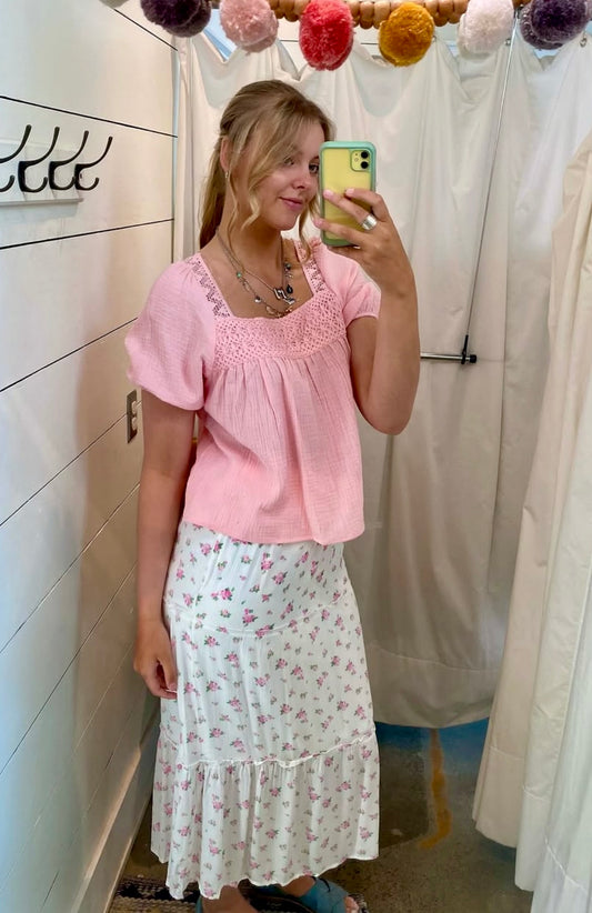 Baby Pink Peasant Blouse