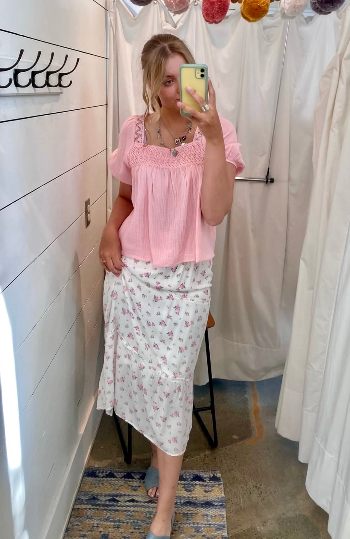 Baby Pink Peasant Blouse