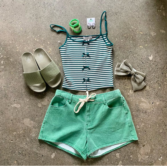 Acid Wash Drawstring Shorts