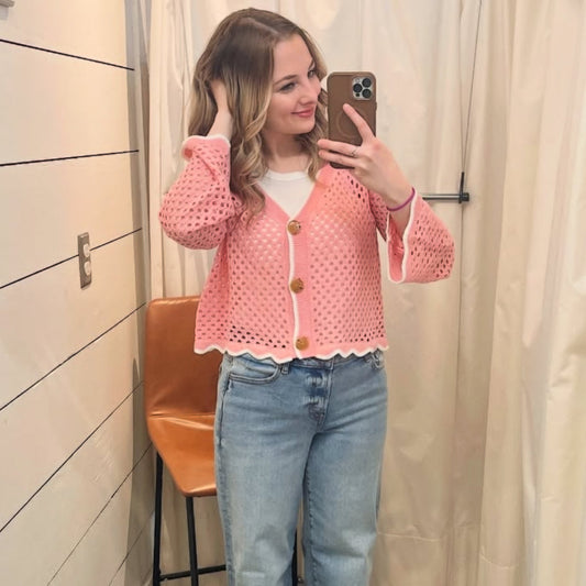 Blush Net Cardi