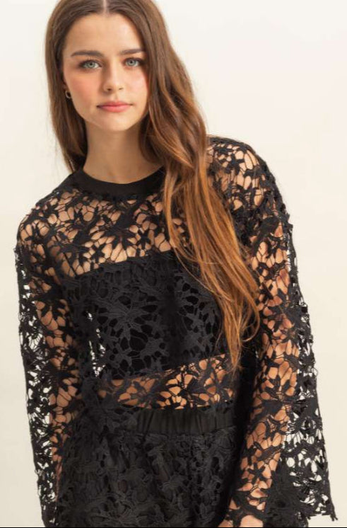 Black Lace Crop