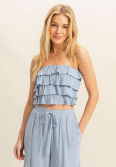 Pale Blue Strapless Top