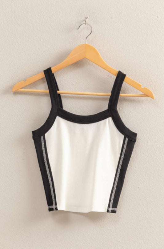 White Black Crop Tank