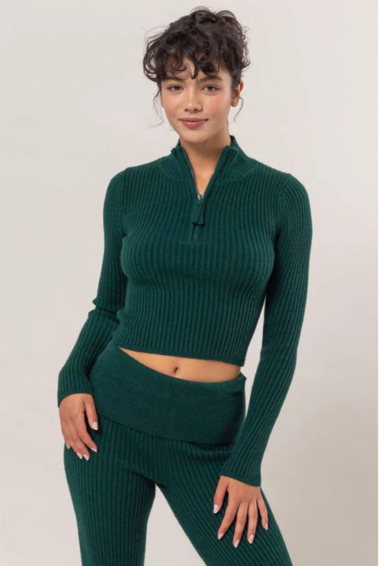 Half Zip Rib Sweater