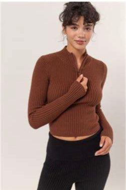 Half Zip Rib Sweater
